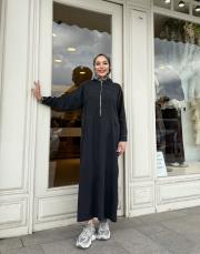 fermuarlı elbise siyah