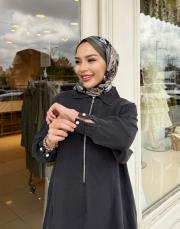 fermuarlı elbise siyah 3