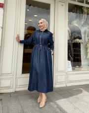 fermuarlı elbise lacivert