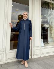 fermuarlı elbise lacivert 2