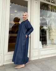 fermuarlı elbise lacivert 3