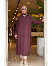 kapüşonlu tasarım tensel kap mürdüm