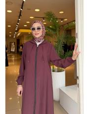 kapüşonlu tasarım tensel kap mürdüm 4