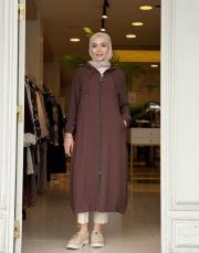 kapüşonlu tasarım tensel kap kahve