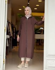 kapüşonlu tasarım tensel kap kahve 4