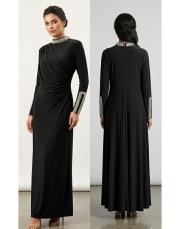 exclusive yaka ve kol detay elbise siyah 2