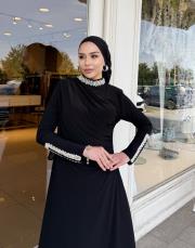 exclusive yaka ve kol detay elbise siyah 4