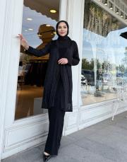 exclusive ışıltılı 3lü takım siyah 5