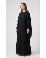 exclusive kesme taşlı abiye elbise siyah