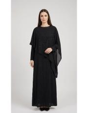 exclusive kesme taşlı abiye elbise siyah 2