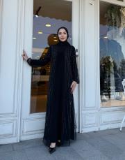 exclusive taşlı  inci detay abaya siyah