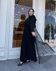 exclusive taşlı  inci detay abaya siyah 3