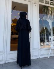 exclusive taşlı  inci detay abaya siyah 5