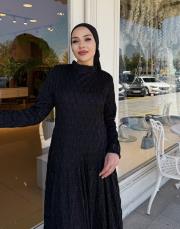 exclusive eteği pileli elbise siyah 3