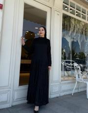 exclusive eteği pileli elbise siyah 4