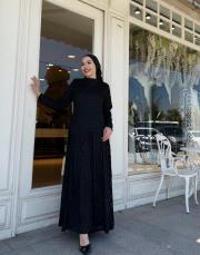 exclusive eteği pileli elbise siyah 5