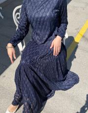 exclusive eteği pileli elbise lacivert 6