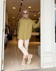 essentıal oversıze gömlek yağ yeşili 2