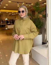 essentıal oversıze gömlek yağ yeşili 4