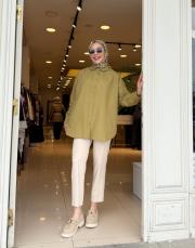 essentıal oversıze gömlek yağ yeşili 5