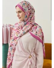 liva organik pamuk desenli şal pembe 2