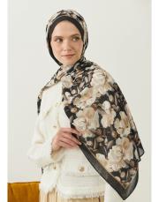 liva organik pamuk desenli şal siyah 2