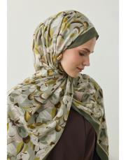 liva organik pamuk desenli şal yeşil 2