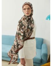 liva organik pamuk desenli şal kahve 2