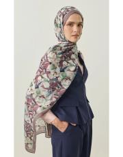 liva organik pamuk desenli şal lila