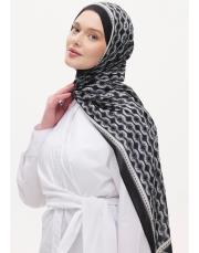 zera organik pamuk desenli şal siyah