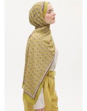 zera organik pamuk desenli şal yağ yeşili