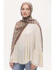 zera organik pamuk desenli şal kahve 2