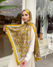 manolya desenli şal yağ yeşili