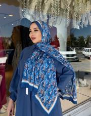 manolya desenli şal mavi