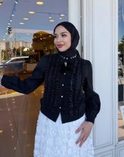 ithal fiyonk detay gömlek siyah