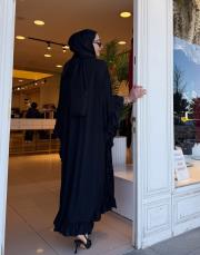 ithal panço detay incili elbise siyah 3