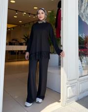 dantel detaylı takım siyah
