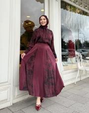 fularlı gömlek takım bordo