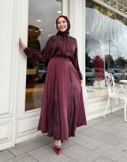 fularlı gömlek takım bordo 2
