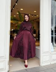 fularlı gömlek takım bordo 3