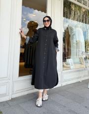 london yıkamalı elbise siyah 2