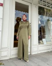 bağlamalı saten tulum yağ yeşili 4