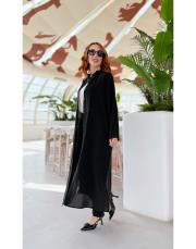 flora yırtmaçlı uzun gömlek siyah 2