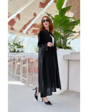 flora yırtmaçlı uzun gömlek siyah 3