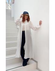 flora yırtmaçlı uzun gömlek beyaz 2