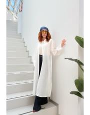 flora yırtmaçlı uzun gömlek beyaz 4