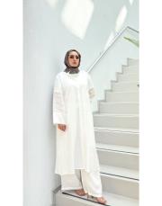 flora yırtmaçlı uzun gömlek beyaz 6