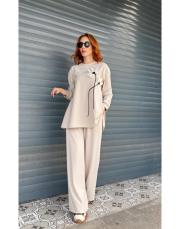 flower desing takım açık bej