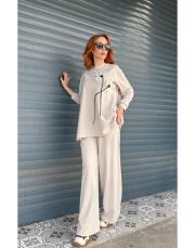 flower desing takım açık bej 3