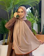 şeritli düz müslin şal camel 2